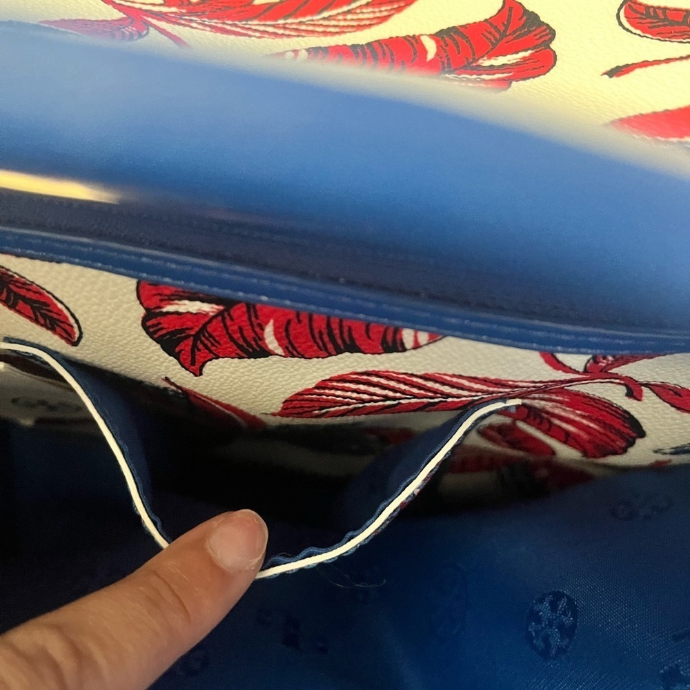 Floral Tote Bag with Blue and Red Accents - Picture 8 of 14